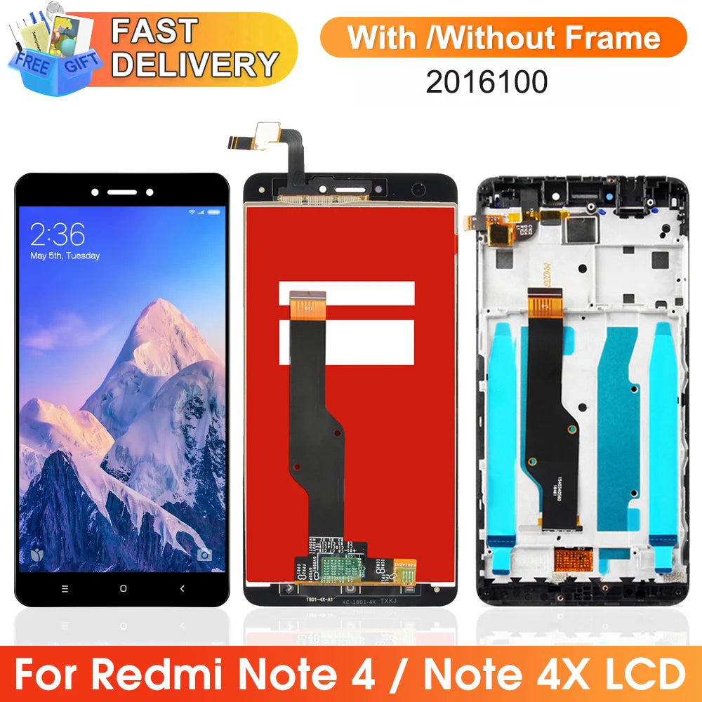 Screen for Xiaomi Redmi Note 4/ Redmi Note 4X Global Snapdragon 625 Lcd Display Touch Screen Assembly for Redmi Note 4 2016100 Xiaomi phone repair parts