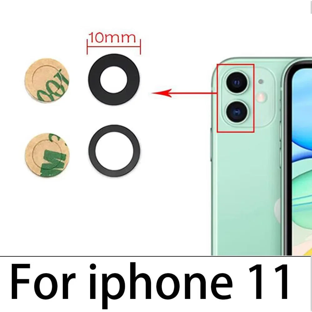 100Pcs/Lot, Rear Back Camera Glass Lens For iPhone 11 12 13 14 15 16 17 Pro Max Plus Mini With Adhesive Sticker iPhone phone repair parts