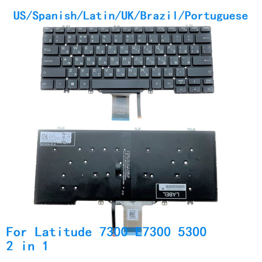 New US Spanish Latin UK Brazil Portuguese Laptop Backlit Keyboard For Dell Latitude 7300 E7300 5300 2 in 1 0483X1Dell laptop repair parts