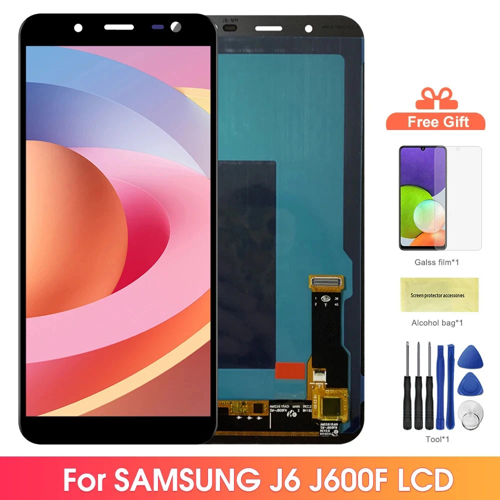 AMOLED J600 Display Screen, for Samsung Galaxy J6 J600 J600F J600G J600FN J600L Lcd Display Touch Screen Digitizer Assembly Samsung phone repair parts