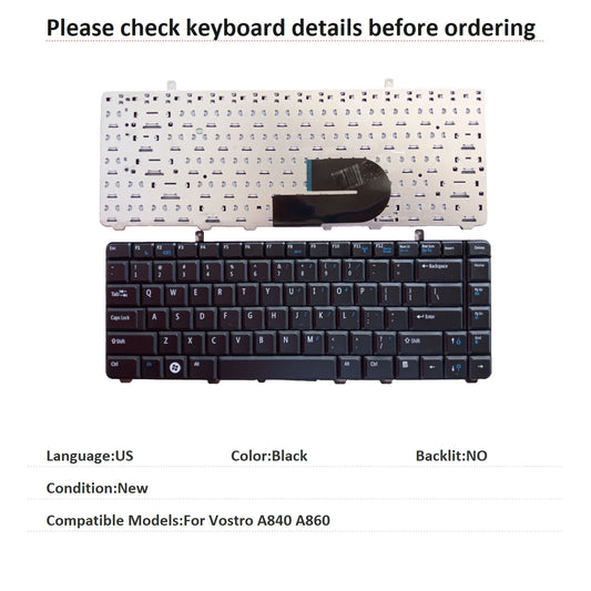 New US Language  Keyboard For Dell Vostro A840 A860 Notebook PC Replacement KeyboardDell laptop repair parts