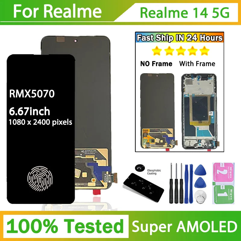 RMX5070 Premium Lcd For Realme 14 5G LCD Display Touch Screen Digitizer Panel Assembly Realme14 5G Lcd Screen With Frame Oppo phone repair parts Realme phone repair parts