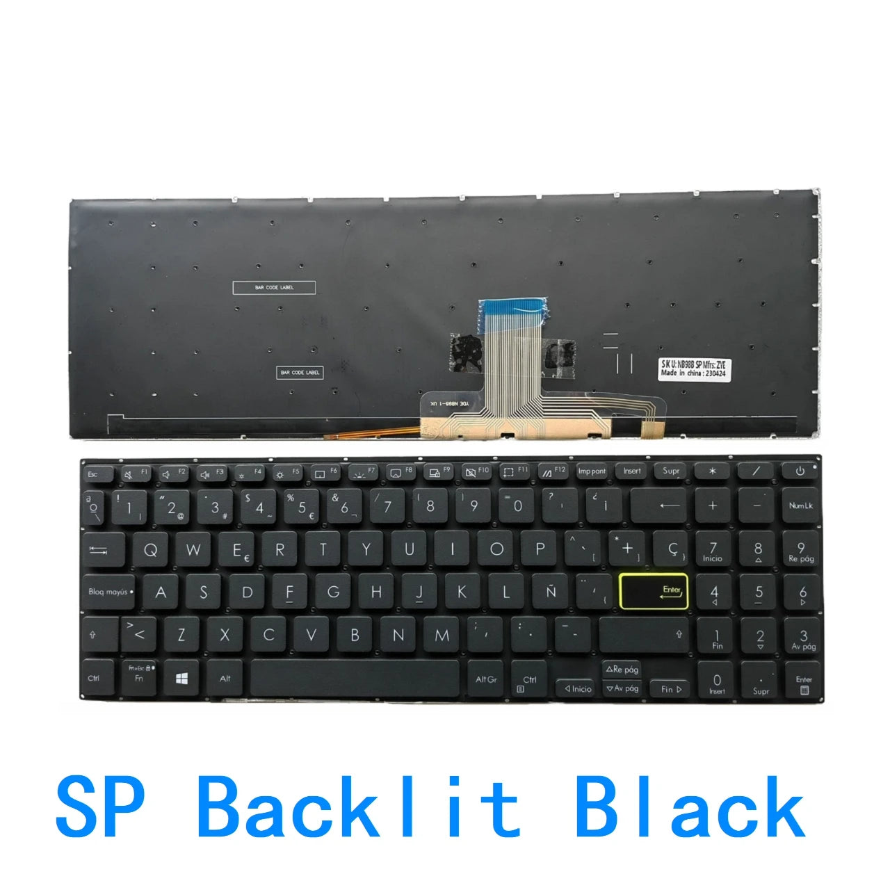 New US Russian Spanish Language  Backlit Keyboard For ASUS Vivobook E510 L510 X521 E510MA L510M X521UA X521IA X521J X521F ASUS laptop repair parts