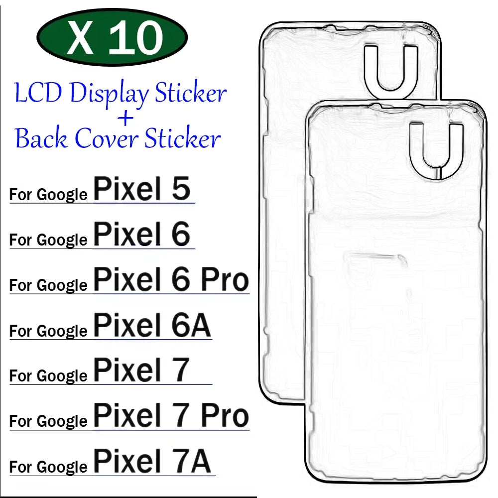10Pcs/Lot, New LCD Screen Adhesive Tape And Back Cover Frame Sticker LCD Screen Adhesive For Google 5 6 6A 7 7A Pro Google Pixel phone repair parts