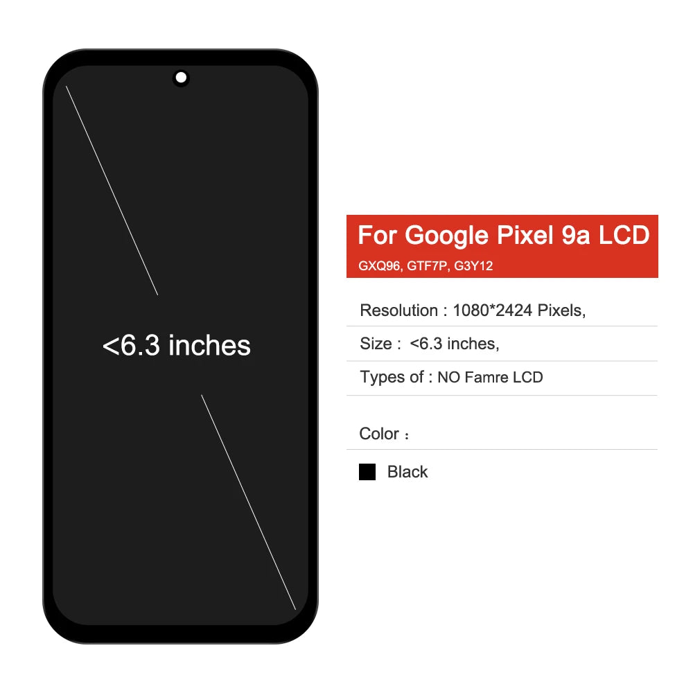 For Google Pixel 9A GXQ96 GTF7P G3Y12 LCD For Google Pixel 9a Display Touch Screen Digitizer Assembly Replacement Parts Google phone repair parts