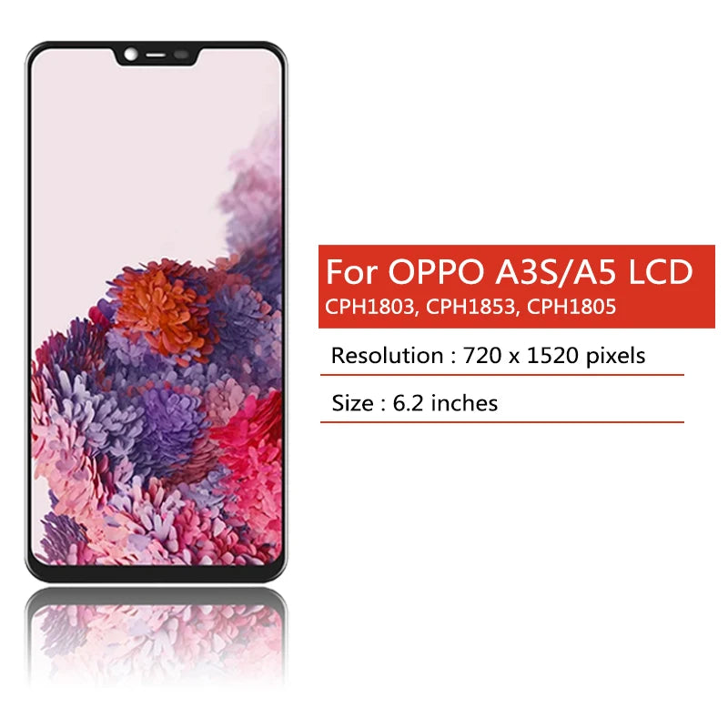 6.2'' IPS For OPPO A3s CPH1803 CPH1853 CPH1805 LCD Touch Panel Sensor Digitizer Assembly For OPPO A5 (AX5) CPH1809,CPH1851 Oppo phone repair parts Realme phone repair parts