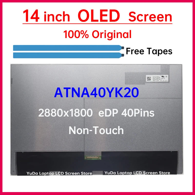 14" Laptop LCD OLED Screen ATNA40YK20-0 ATNA40YK20 For Lenovo IdeaPad Pro 5 14AHP9 14IMH9 14IRH8 Display Matrix Panel Non-Touch Lenovo laptop repair parts