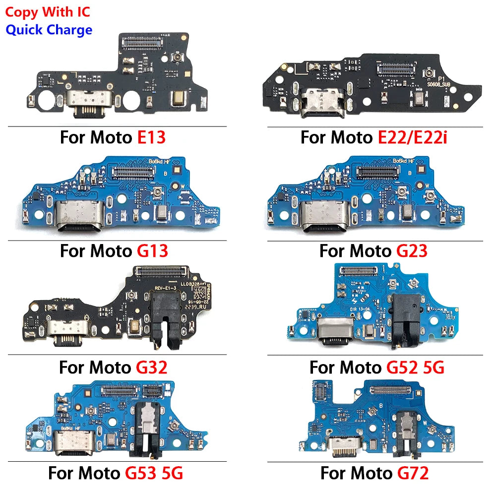 For Motorola Moto E13 E22 E20 E30 E32 G13 G22 G23 G32 G52 G53 G82 G72 USB Charging Port Dock Charger Connector Board Flex Cable Motorola phone repair parts