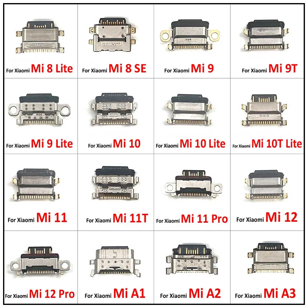 100Pcs New For Xiaomi Mi 8 9 Se 9T 10 10T 11 11T 12 Lite Pro Mi A1 A2 A3 Charger Micro USB Charging Port Dock Connector Socket  Xiaomi  Xiao mi phone repair parts