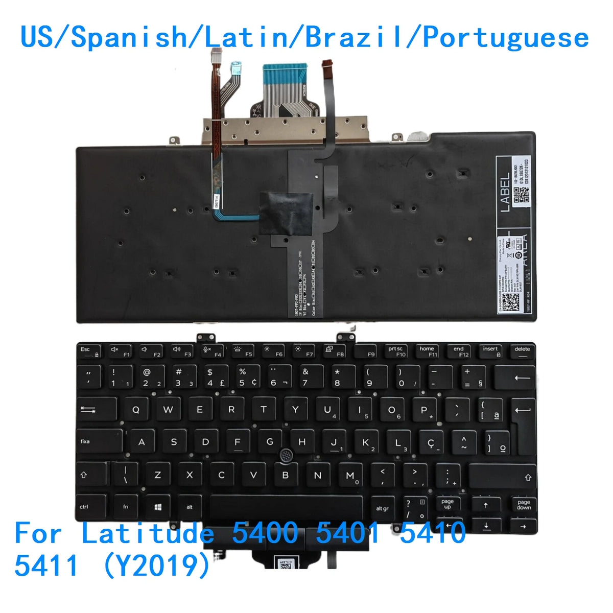 New US Spanish Latin Brazil Portuguese language  Backlit Keyboard For Dell Latitude 5400 5401 5410 5411 (Y2019) 0MNFJ6Dell laptop repair parts