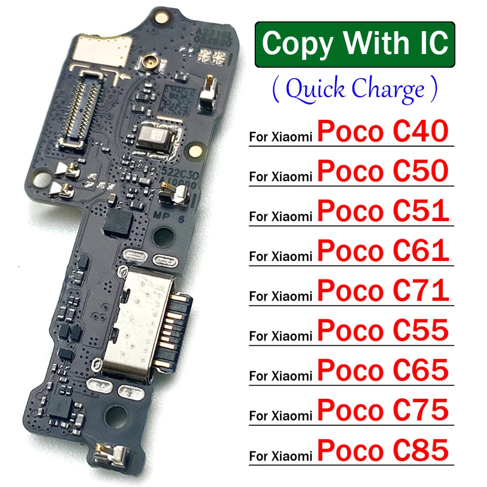 Dock Connector Micro USB Charger Charging Port Flex Cable Microphone Board For Xiaomi Poco C40 C50 C51 C61 C71 C55 C65 C75 C85  Xiaomi  Xiao mi phone repair parts