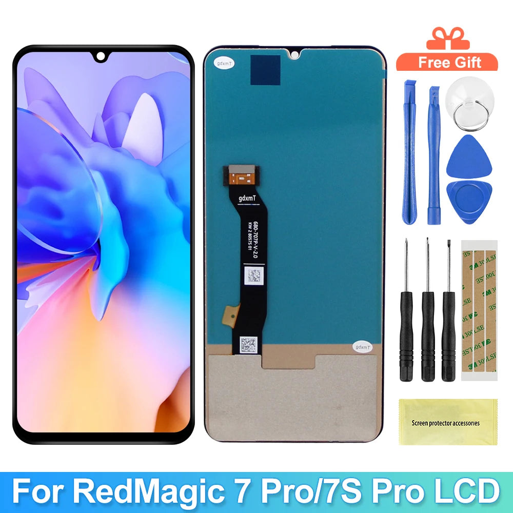 Red Magic 7s pro LCD Display Touch Panel Screen Digitizer Assembly for ZTE Nubia Red Magic 7s pro / 7 pro NX709S NX709J LCD ZTE phone repair parts