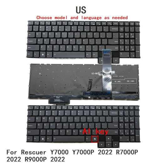 New US Language  Backlit Keyboard For Lenovo Rescuer Y7000 Y7000P 2022 R7000P 2022 R9000P 2022 Notebook PC Replacement Keyboard Lenovo laptop repair parts