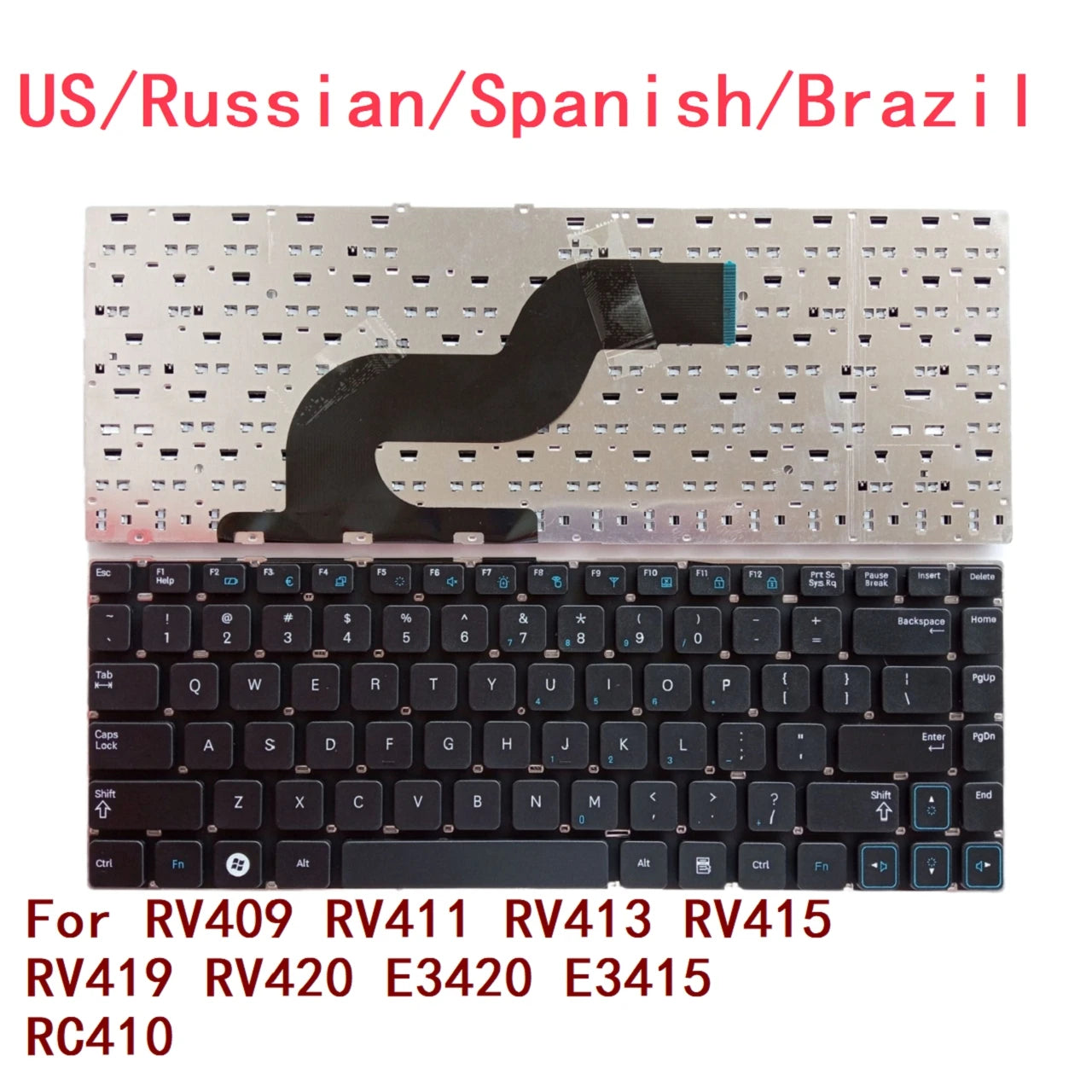 New US Russian Spanish Brazil Laptop Keyboard For Samsung RV409 RV411 RV413 RV415 RV419 RV420 E3420 E3415 RC410  Samsung laptop repair parts