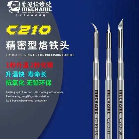 Mechanic C210 Soldering Iron Tips 210 Tips for JBC T210-A T210-NA Sugon T26/T26D Soldering Handle Soldering Station Welding Tip Professional Repair Tools