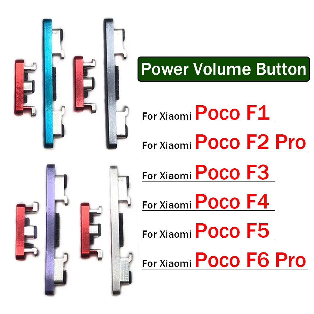 New For Xiaomi Poco F1 F2 Pro F3 F4 5G SIde Volume Button + Power ON / OFF Buttton Key Set Replacement Parts  Xiaomi  Xiao mi phone repair parts