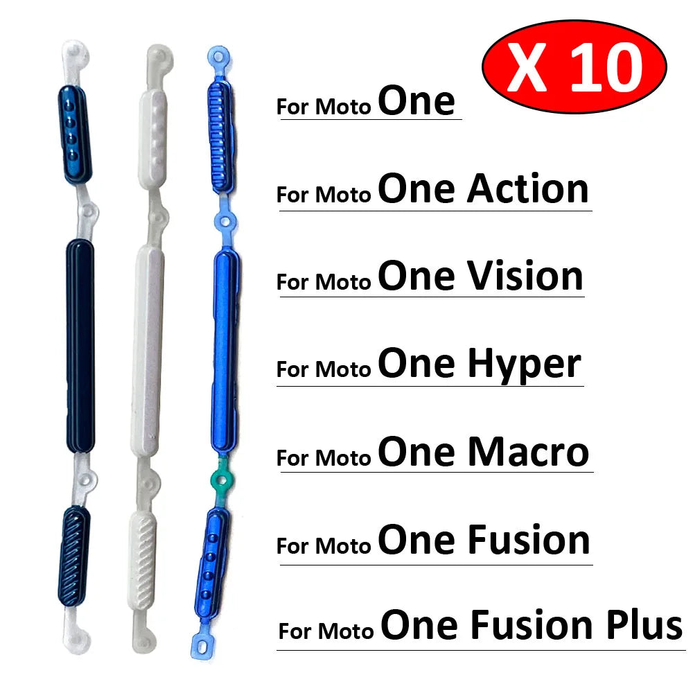 10Pcs, New For Motorola Moto One Action Vision Hyper Macro Fusion Plus Power Volume Side Button Key Replacement Parts Motorola phone repair parts