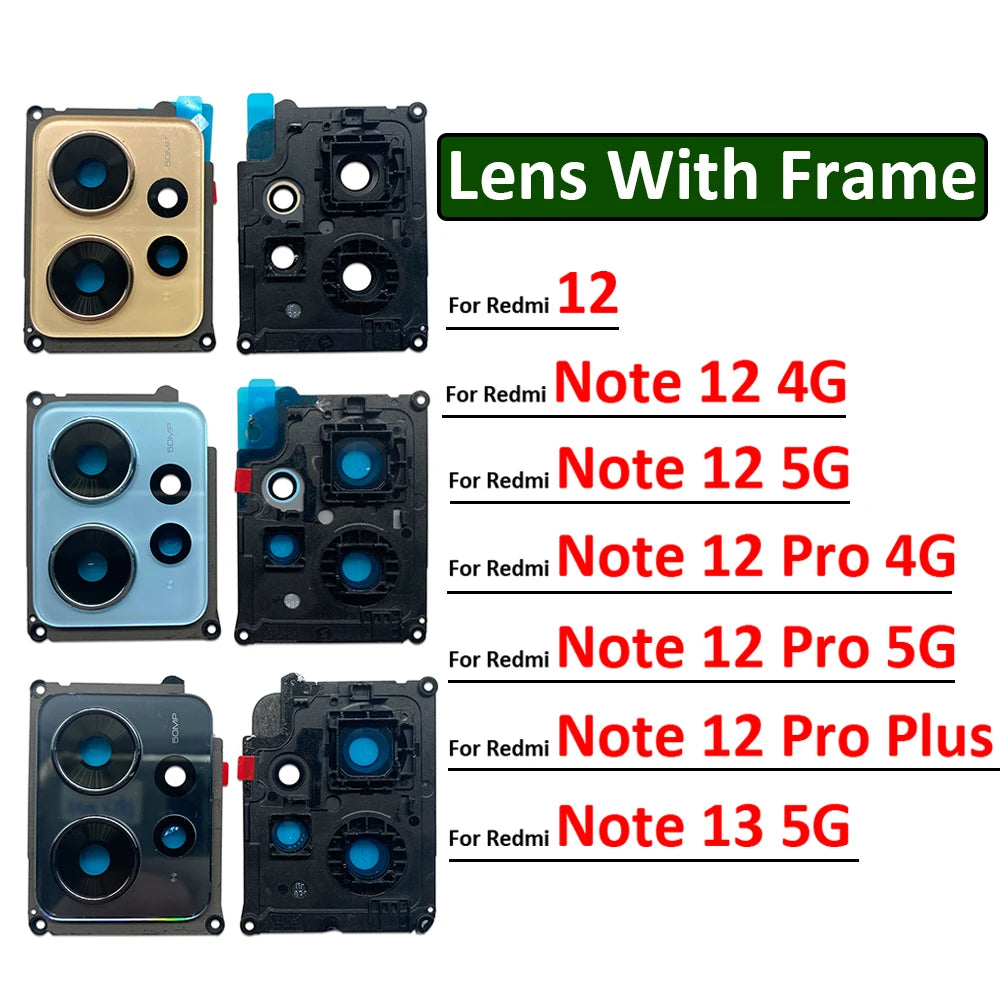 Back Rear Camera Glass Lens Circle Cover With Adhensive For Xiaomi Redmi 12 Note 12 13 Pro Plus 4G 5G Replacement Parts  Xiaomi  Xiao mi phone repair parts