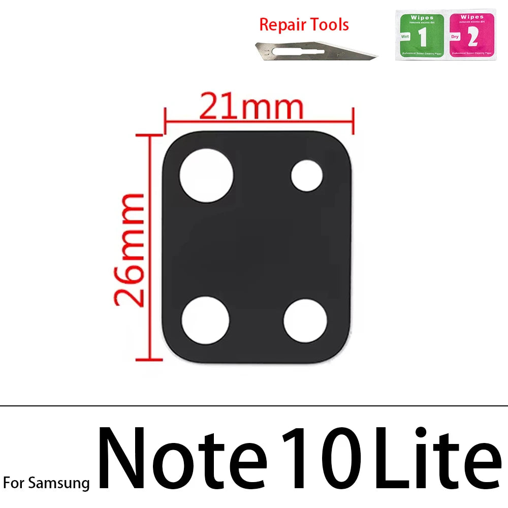 10Pcs, Back Rear Camera Glass Lens For Samsung S8 S9 S10 Plus 5G S10e Note 8 9 10 Plus Lite 20 Ultra With Adhesive Sticker Samsung phone repair parts