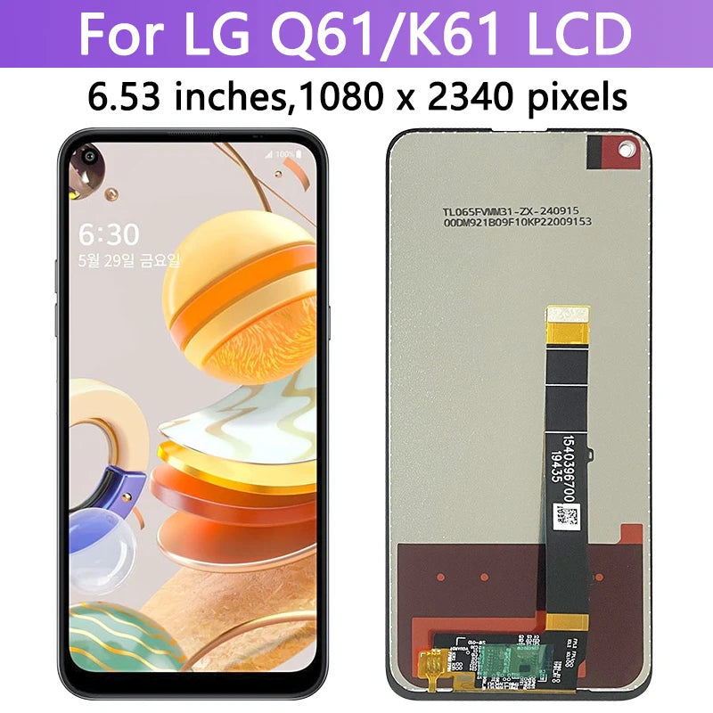 6.53'' For LG K61 LMQ630EAW LM-Q630EAW LM-Q630 LCD Display Touch Screen Digitizer For LG Q61 LM-Q630N Screen Assembly LG phone repair parts