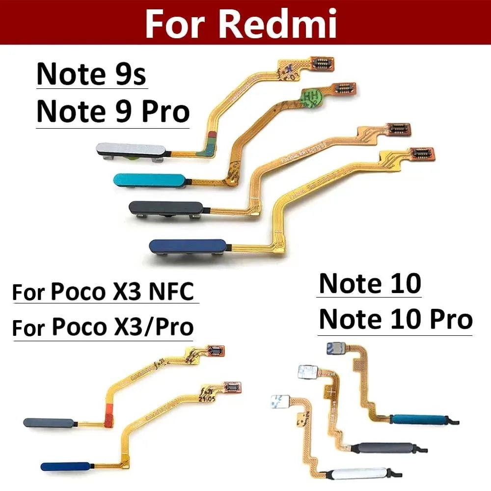Fingerprint For Xiaomi Redmi Note 9 10 Pro 9s Poco X3 Pro M3 Home Button Fingerprint Menu Return Key Sensor Flex Cable Xiaomi  Xiao mi phone repair parts