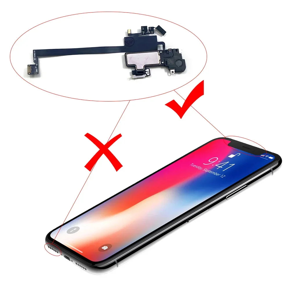10Pcs ，Proximity Light Sensor Flex For iPhone X XR XS Max 11 12 Pro Max MIni Ear Speaker Earpiece Earphone Flex Cable iPhone phone repair parts