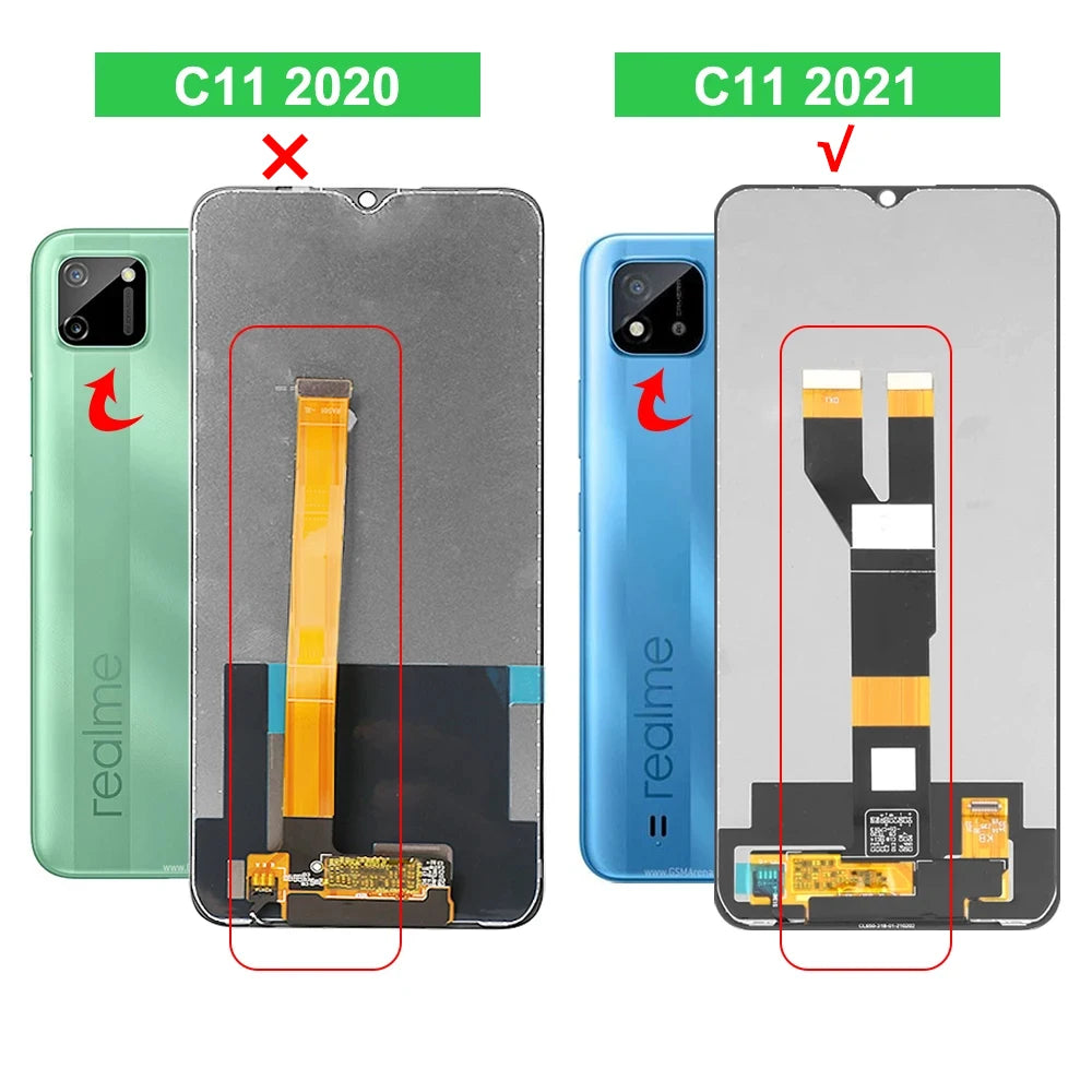 6.52" Screen Assembly for Realme C11 2021 Lcd Display Digital Touch Screen with Frame for Realme C11 2021 Screen Replacement Realme repair parts