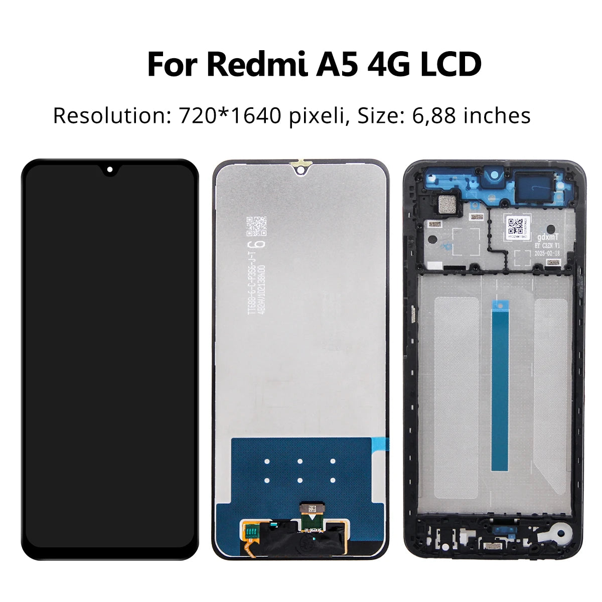 6.88'' For Xiaomi Redmi A5 European Version Big Glass 25028RN03Y Display LCD Touch Screen Digitizer Assembly Display Replacement Xiaomi phone repair parts