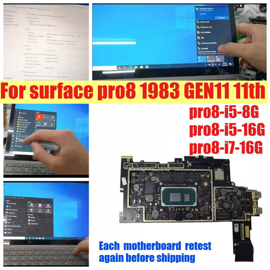 Motherboard for Microsoft surface pro8 1983 11th GEN11 G11 generation i5 i7 CPU 8G 16G system board mai nboard