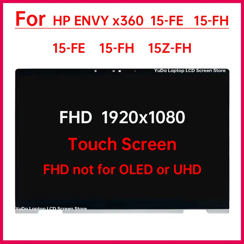 15.6" Touch Screen For HP Envy x360 2-in-1 Laptop 15-fh 15-fe LCD Display Digitizer Assembly Replacement 1920x1080 TPN-C166 C165 HP laptop repair parts