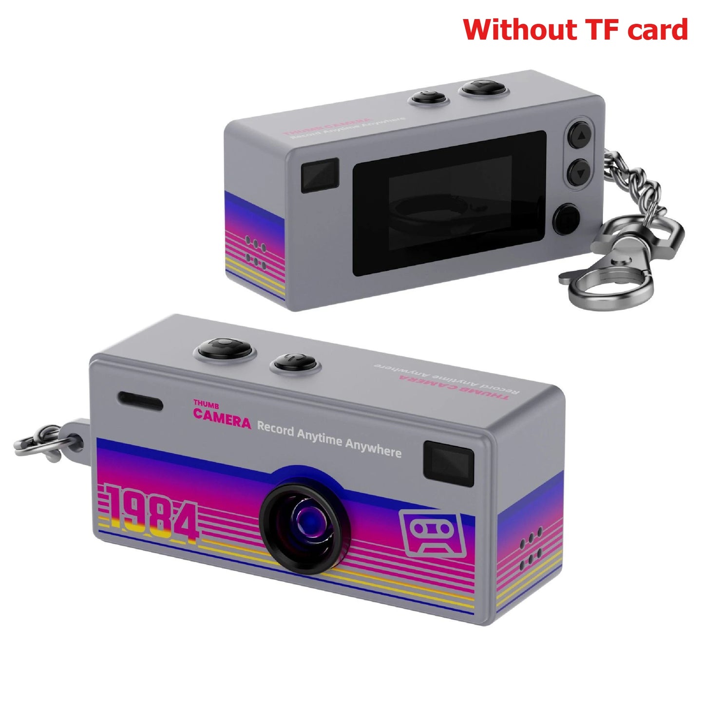 Retro Mini Keychain Thumb Camera 1080P HD Recorder Built-in Flash Auto Focus 130° Wide Angle Lens Screen Portable Pocket Camera