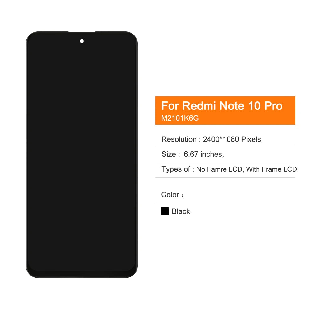 6.6'' Screen for Xiaomi Redmi Note 10 Pro (China) LCD Display Touch Screen Digitizers for Redmi Note10 Pro 5G Xiaomi phone repair parts