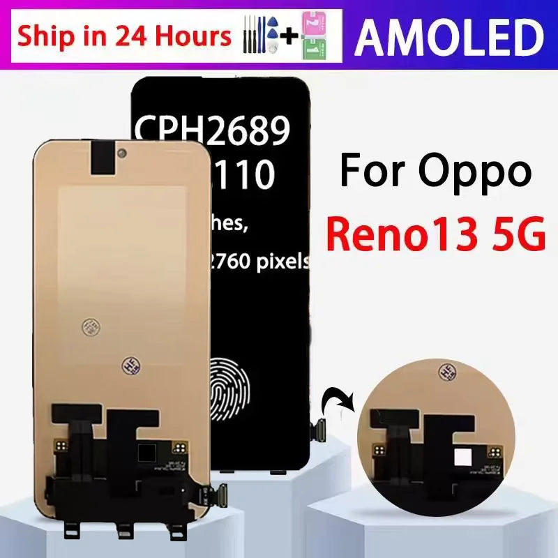 CPH2689 PKM110 Premium Lcd For Oppo Reno13 5G Display Touch Screen Digitizer Panel Assembly Reno 13 5G Screen Frame  Oppo phone repair parts
