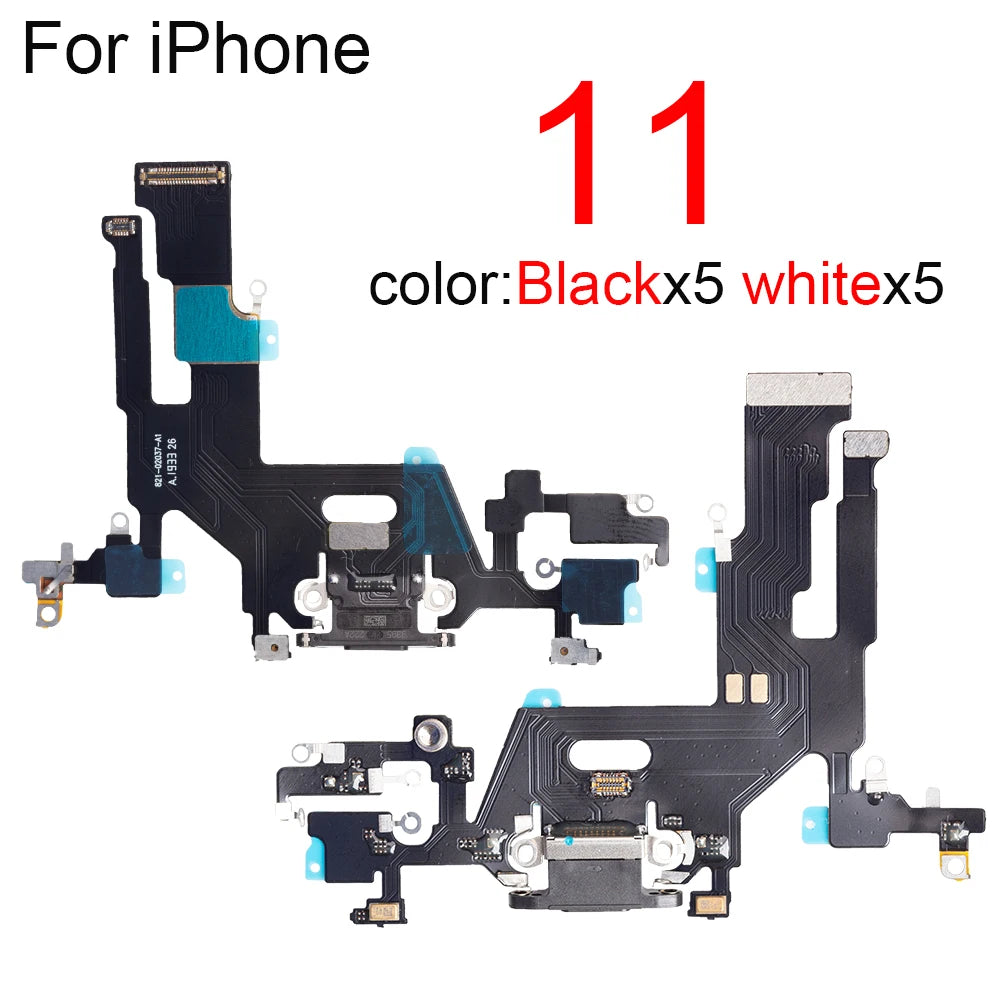 10pcs/lot Charging Port Flex Cable for iPhone 15 Plus 14 Pro Max 13 Mini 12 USB Charger Dock Connector With Microphone Ribbon Re iPhone phone repair parts