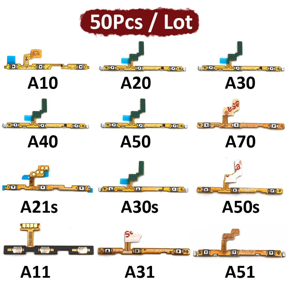 50Pcs，Volume Power On Off Button Key Flex For Samsung A10 A20 A30 A40 A50 A70 A01 A11 A10s A20s A21s A30s A51 A31 A71 A50s Samsung phone repair parts