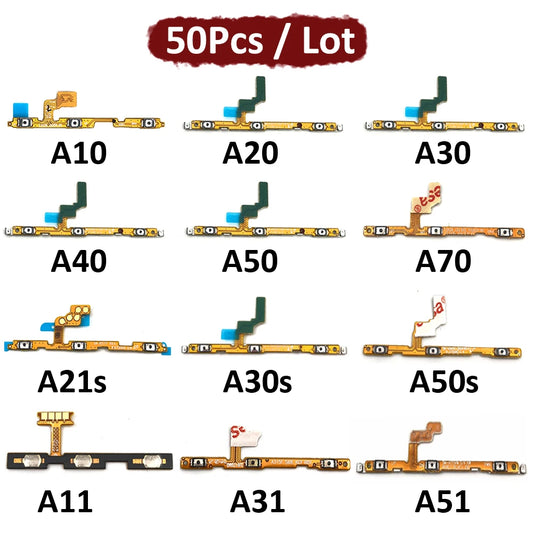 50Pcs，Volume Power On Off Button Key Flex For Samsung A10 A20 A30 A40 A50 A70 A01 A11 A10s A20s A21s A30s A51 A31 A71 A50s Samsung phone repair parts
