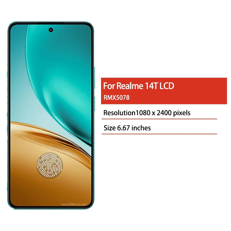 RMX5078 Premium Lcd For Realme 14T Display Touch Screen Digitizer Panel Assembly Realme 14 T Lcd Screen Replacement Realme phone repair parts  Oppo phone repair parts