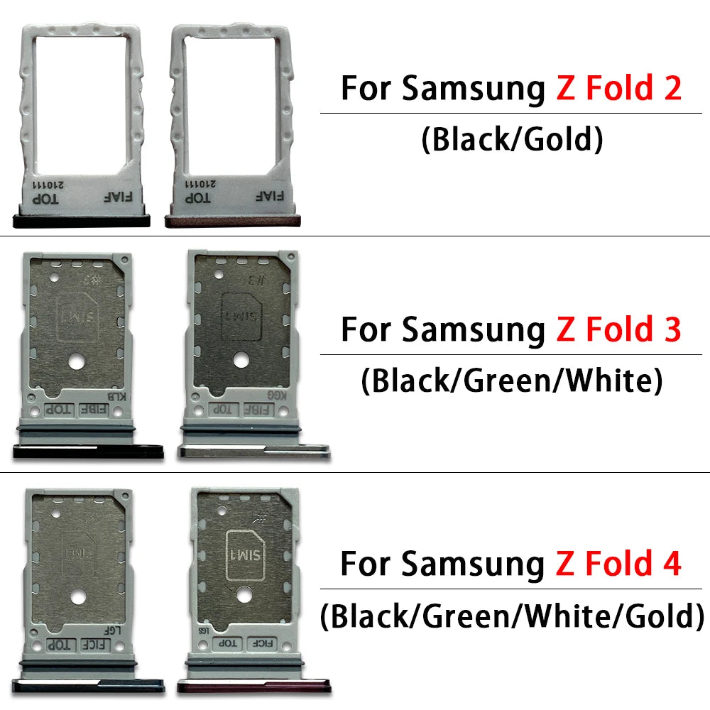 New For Samsung Z Fold 2 3 4 5 6 F916 F926 F936 F946 Micro Nano SIM Card Holder Tray Slot Holder Adapter Socket Samsung phone repair parts