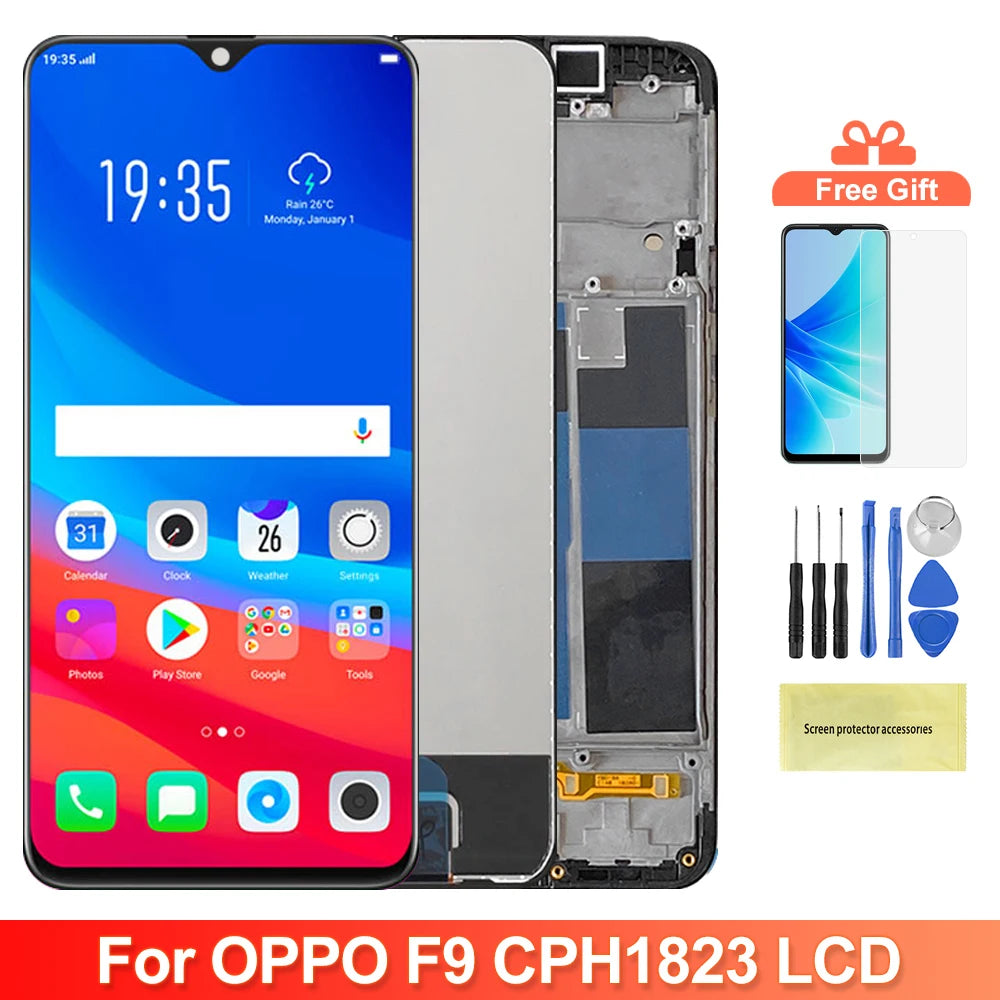 6.3" LCD For Oppo F9 CPH1823 CPH1881 CPH1825 Lcd Display Digital Touch Screen With Frame for Oppo F9 Pro Screen Replacement OPPO phone repair parts