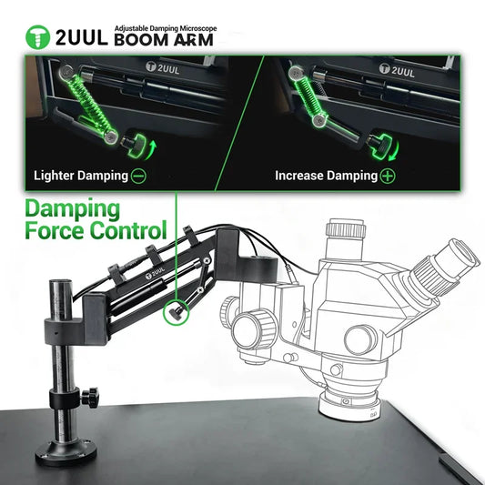 2UUL MS71 Adjustable Damping Microscope Swing Arm Adjustable 360° Rotating Swing Arm Stand Compatible with 99% Microscopes Professional Repair Tools
