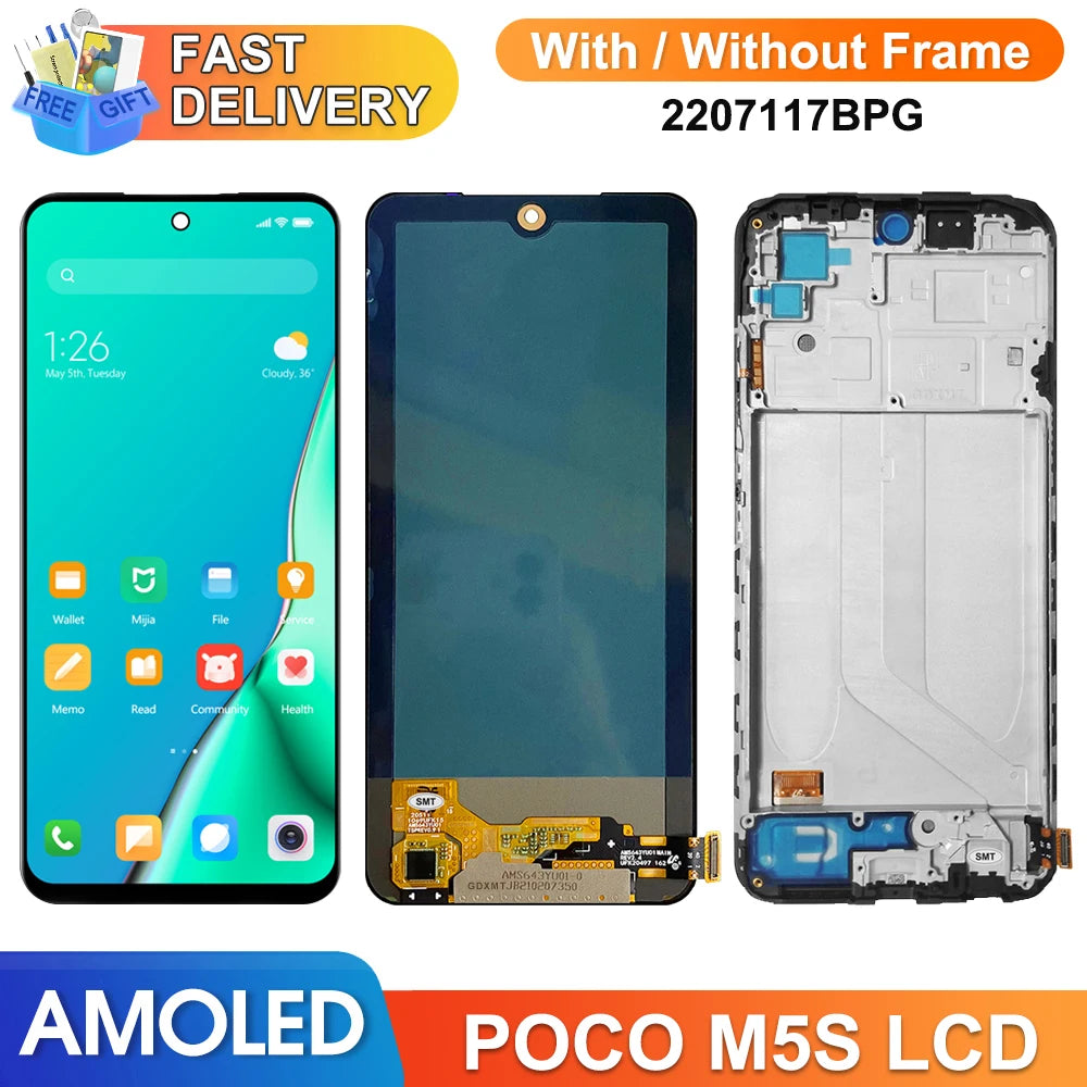 6.43" For Xiaomi Poco M5s 2207117BPG LCD Display Digital Touch Screen With Frame for Xiaomi Poco M5s Screen Replacement Parts Xiaomi phone repair parts