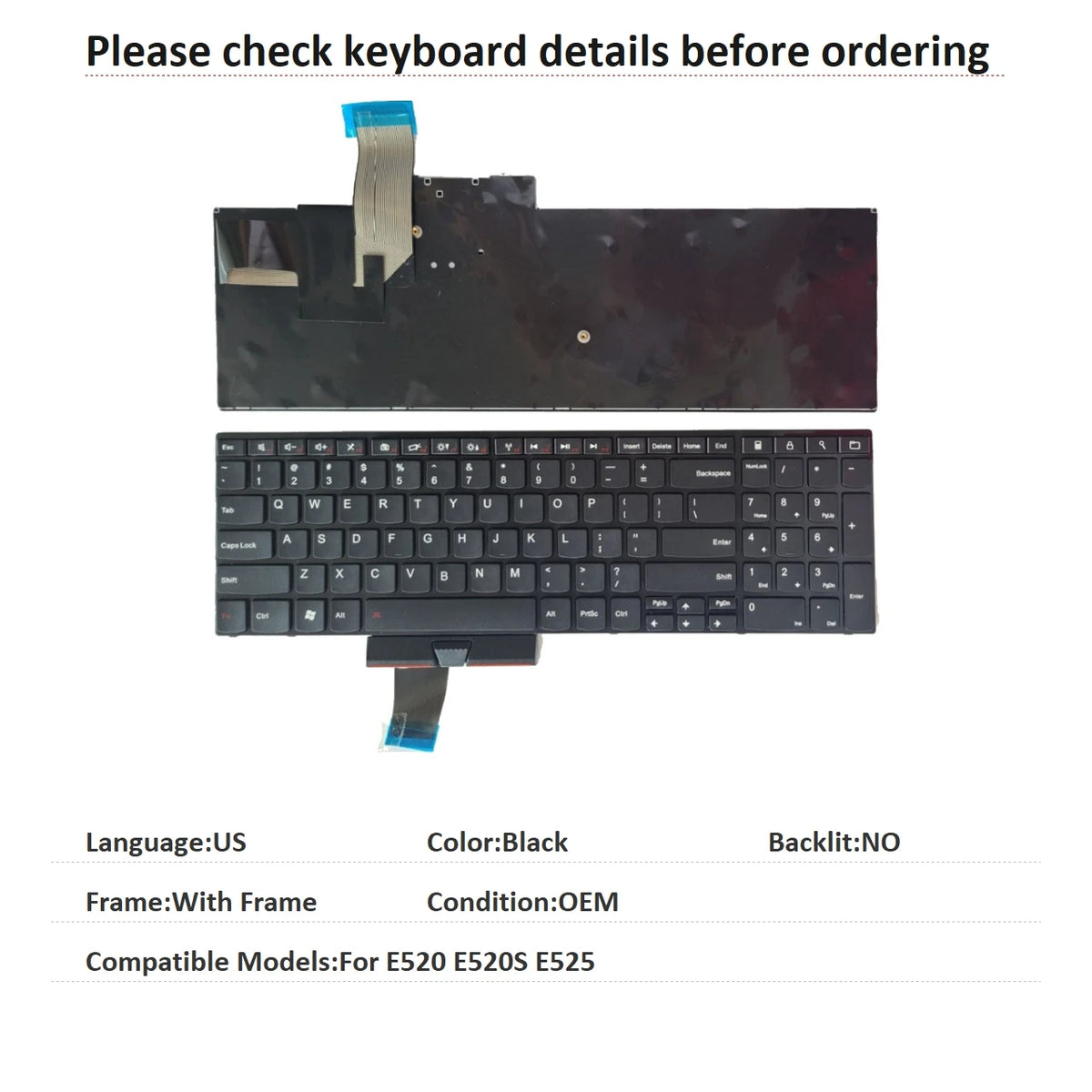 New US Language  Keyboard For Lenovo Thinkpad E520 E520S E525 Notebook PC Replacement Keyboard Lenovo laptop repair parts