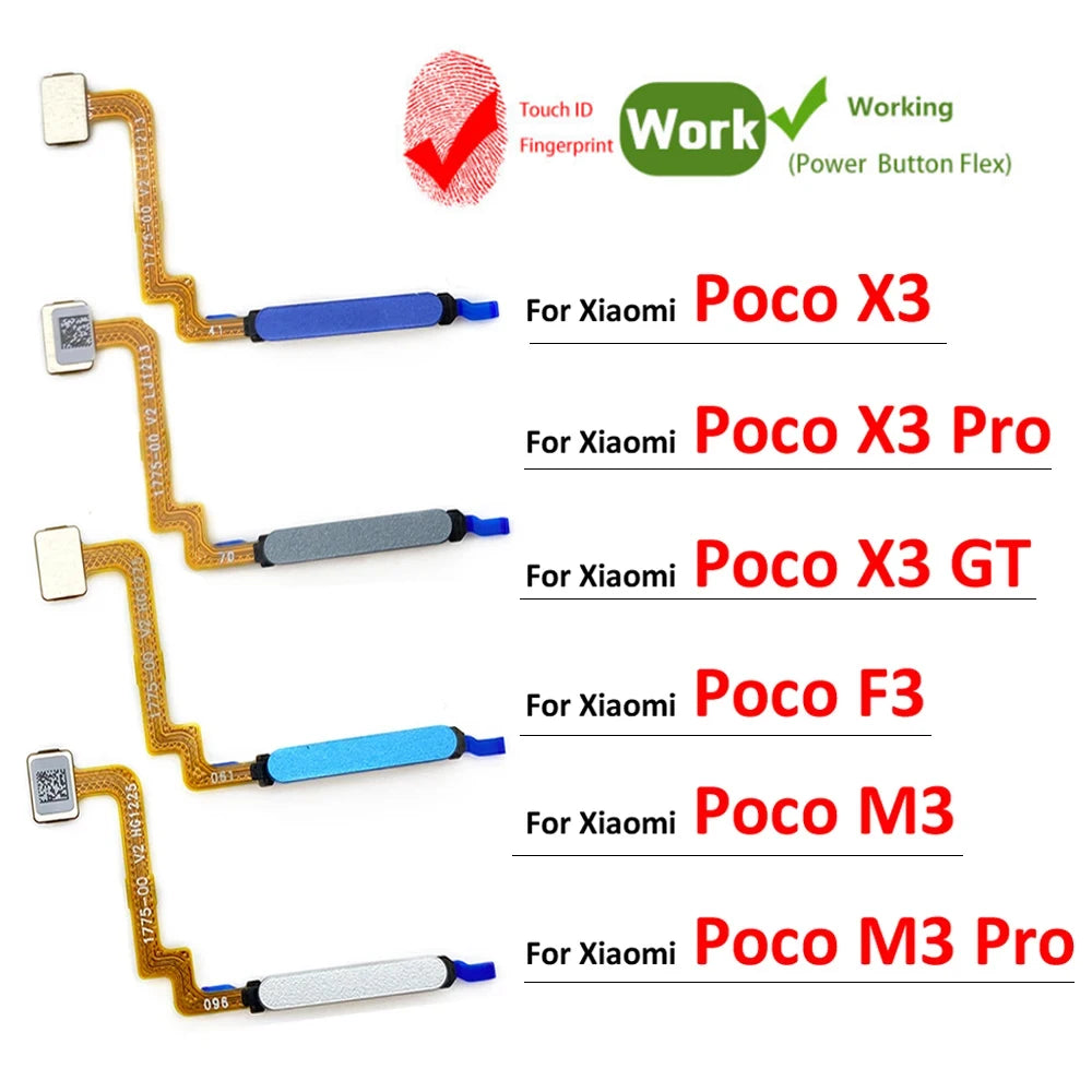 New Fingerprint Scanner For Xiaomi Poco M3 F3 X3 GT Pro Home Button Fingerprint Menu Return Key Sensor Flex Cable For Redmi 9T  Xiaomi  Xiao mi phone repair parts