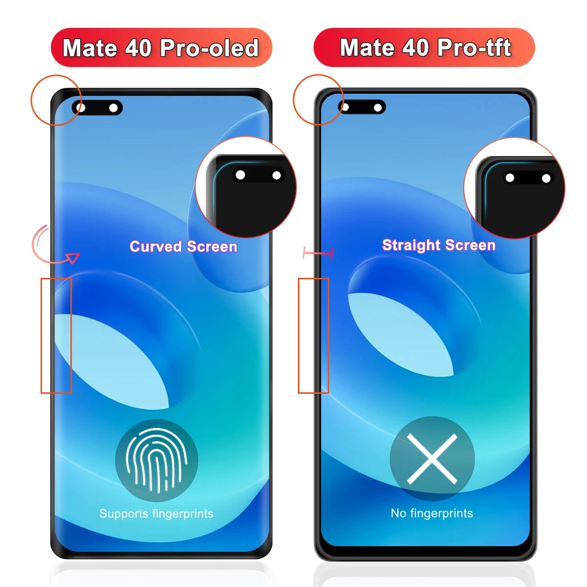 For Huawei Mate 40 Pro NOH-NX9 NOH-AN01 LCD Display Touch Screen Digital For Huawei Mate 40 Pro Screen Replacement Tested HUAWEI phone repair parts