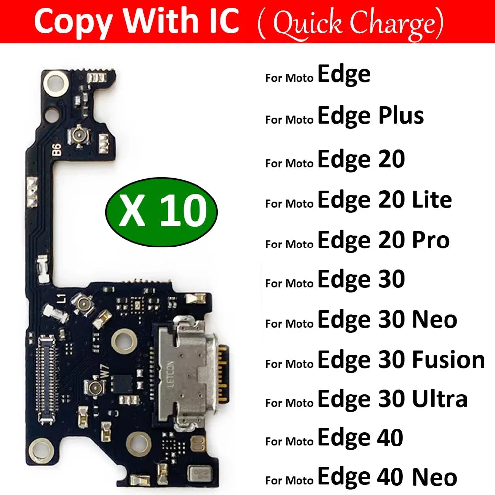 10Pcs, USB Charge Port Dock Connector Charging Board Flex Cable For Moto Edge 20 Lite S 40 30 50 Neo Fusion Ultra Plus Pro 2021 Motorola phone repair parts