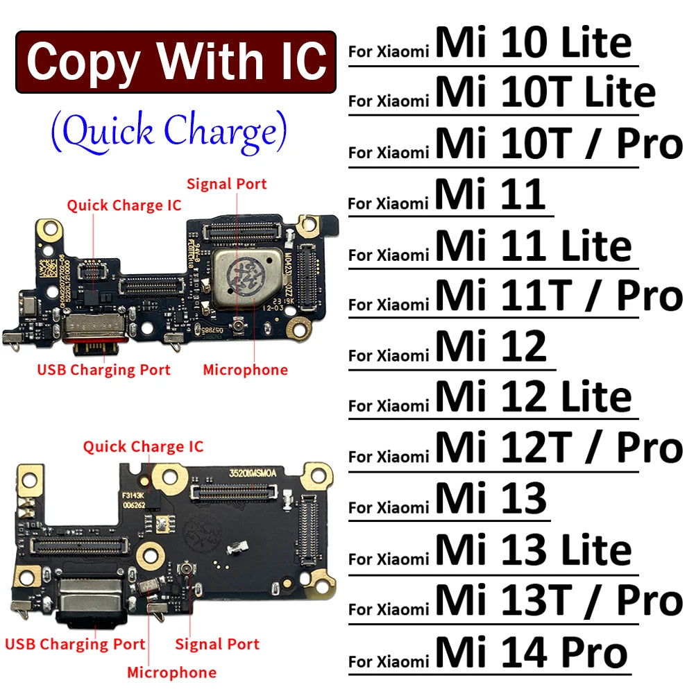 New USB Charging Port Dock Charger Plug Connector Board Flex Cable For Xiaomi Mi 10 10T 11 11T 12 12T 13 13T 14 Pro Lite  Xiaomi  Xiao mi phone repair parts