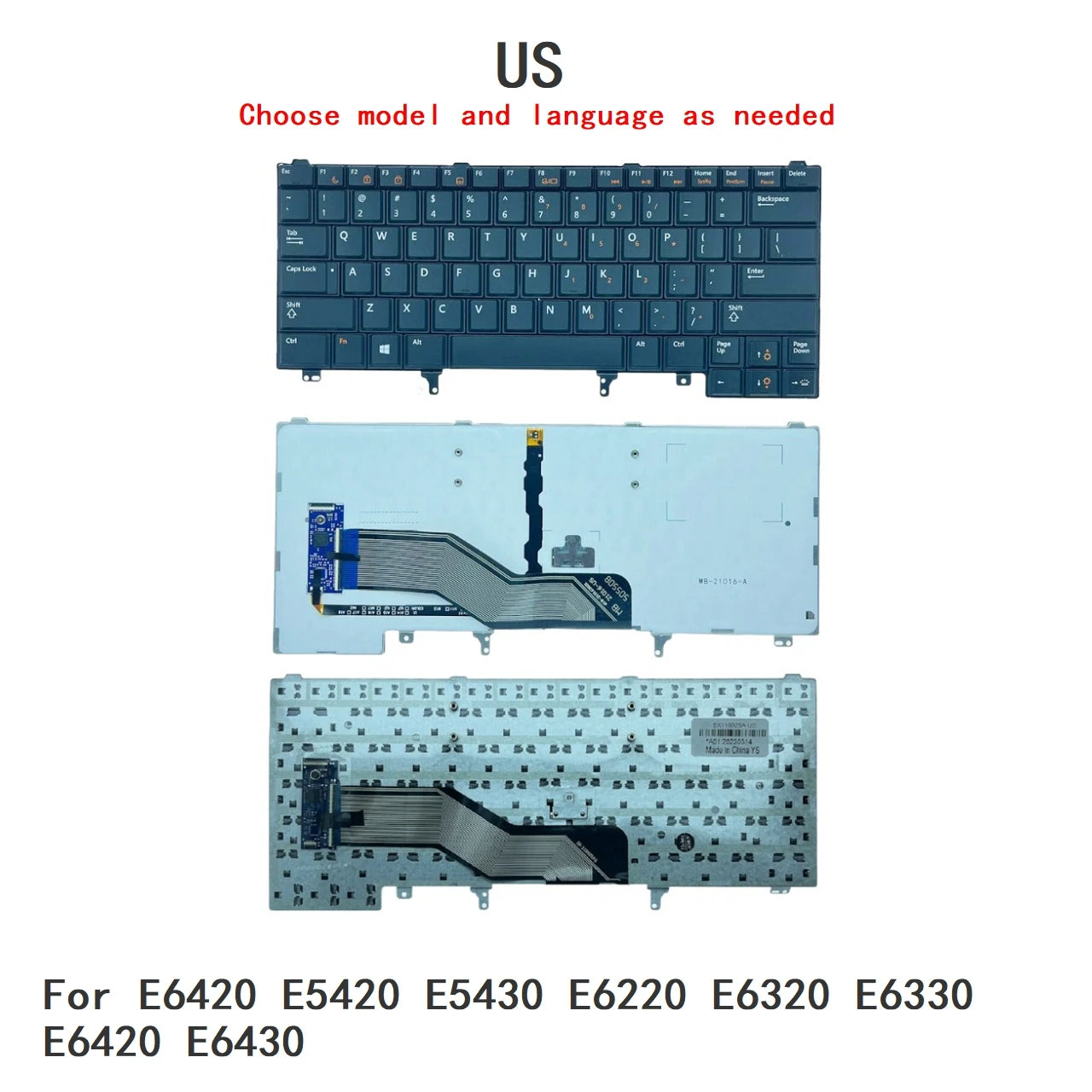 New US Language  Backlit Keyboard For Dell E6420 E5420 E5430 E6220 E6320 E6330 E6420 E6430 Replacement Keyboard NSK-DV2UCDell laptop repair parts