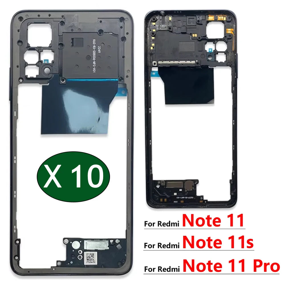 10Pcs, New For Xiaomi Redmi Note 11 4G / Note 11s / Note 11 Pro 5G Housing Middle Frame Bezel Middle Plate Cover  Xiaomi  Xiao mi phone repair parts