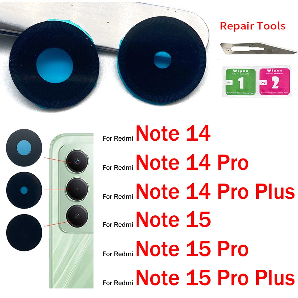 Rear Back Camera Glass Lens For Xiaomi Redmi Note 14 15 Pro Plus 4G 5G With Adhesive Sticker  Xiaomi  Xiao mi phone repair parts