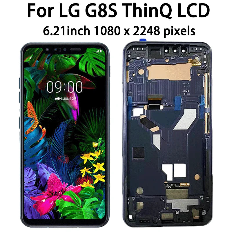 6.21“AMOLED For LG G8S ThinQ LMG810, LM-G810, LMG810EAW LCD Display Touch Screen Digitizer For LG G8s Display Frame LG phone repair parts